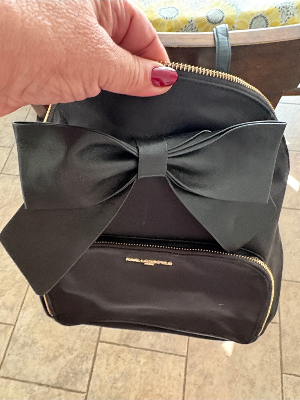 Karl Lagerfeld Black Bow Accent Women’s Backpack